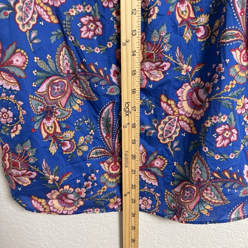 J Crew Liberty Print Top Womens 0 Blue‎ Floral Sleeveless Ruffle Neck - Picture 7 of 10